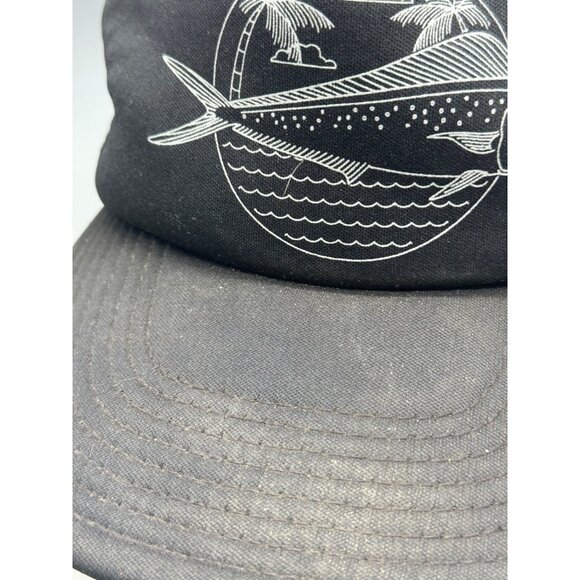 O'Neill Black Snap Back Mesh Trucker Cap with Fish & Palm Print Used READ - Picture 2 of 10